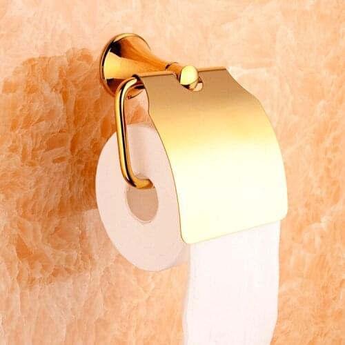 Solid brass copper luxury gold bathroom toilet paper holder golden Paper roll holder Bathroom accessories