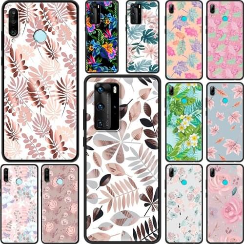 Retro Flower Leaf Silicone Phone Case For Huawei P30 Lite E P Smart Z 2019 P40 Pro Plus P10 P20 5G 2021 2020 Celular Cover