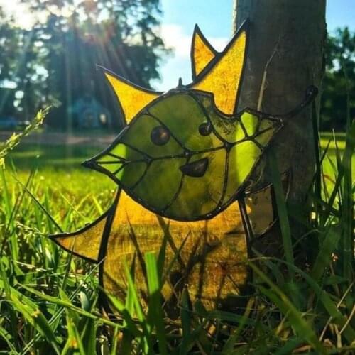 Cute Leaf Elf Garden Statue Ornaments with Corner Stakes Cartoon Sculpture Creative Outdoor Garden Decor Art Crafts Home T84F