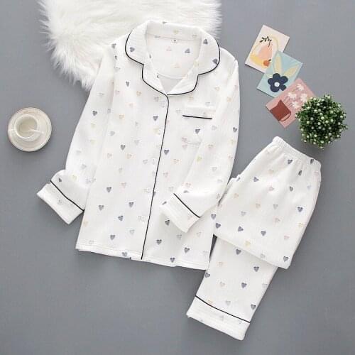 Japanese ladies pajamas set 2021 new autumn and winter air cotton layer thickening long-sleeved cute home clothes pure cotton