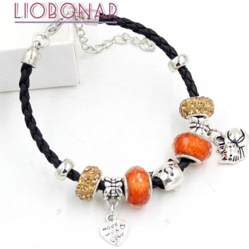 10PCS New Arrival Resin Bead Braid Leather Bracelet Animal Pet Cat Charm Bangle&Bracelets for Women Jewelry Gift Bijoux Pulsera