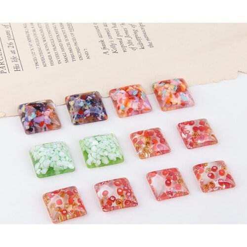 10pcs jelly colored Vintage Resin Earrings For Women Ladies Party square embedded broken shell patch DIY jewelry materials