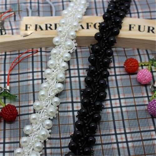 2Yards 2cm Bead Pearl Lace Trim Beading Lace Trimming Rhinestones Trim Lace Ribbon Costume Applique Sewing Craft