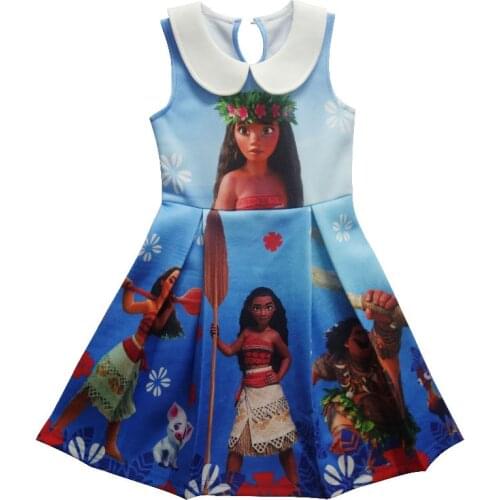 2018 Moana Dress Children Clothing Summer sleeveless Dresses Girls Baby Costume Princess Party Girl Clothes Kid Casual Clothes