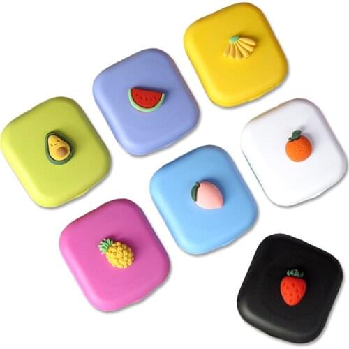 2021 Contact Lens Cases Box with Mirror Cute Girl Fruit Women Mini Lovely Eyes Contact Lenses Case Container Box Travel Kit Set