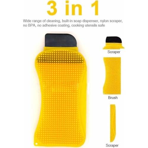 Sponge Cleaner Brush Kitchen Dishe Silicone Hero Multifunctional Cleaning 3 In 1