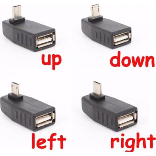 5pcs Micro USB OTG Adapter Micro Adapter USB 2.0 Female to Male Micro OTG Power Supply 90 Degree up down left right Angled