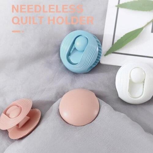 ABS 4Pcs/ Non Slip Gripper Round Shape Quilt Clips Fastener Holder Needleless Cover Clips Bed Fastener Blankets Fixer Sheet E6Q5