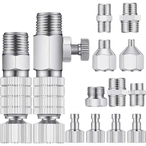 ABSF 15Pcs Airbrush Adapter Set Airbrush Quick Release Coupling Disconnect Adapter Kit Fitting Connector Set Female Connector