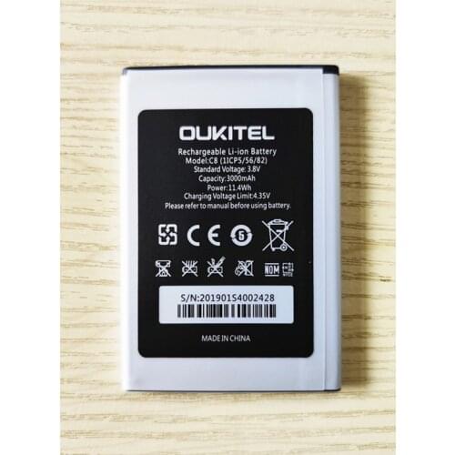 New High Quality C8 (1ICP5/56/82) battery For Oukitel C8 5.5inch smart phone battery 3000mAh