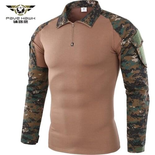 Army Tactical T shirt Mens SWAT Soldiers Military Combat T-Shirt Long Sleeve Camouflage Shirts Paintball T Shirts Size S-2XL