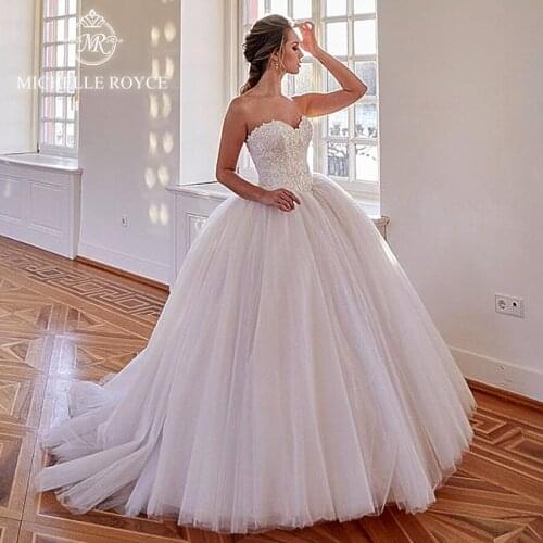 Michelle Royce Ball Gown Wedding Dresses 2020 Sweetheart Appliques Sleeveless Chapel Train Princess Gowns Vestido De Noiva