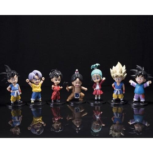 Dragon Ball Son Goku Son Gohan Trunks Bulma A Set of 7 Action Figure Ornament Model Toys
