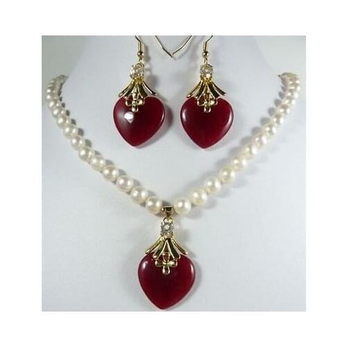 Hot sale red green Purple stone Necklace heart-shaped pendant Earring set stone watch wholesale Quartz stone C