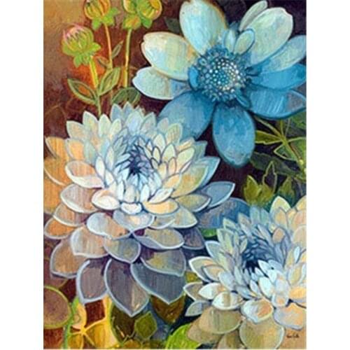 Full square diamond mosaic flower lotus embroidery painting rhinestone wall sticker decoration diamond art needlework handcraft