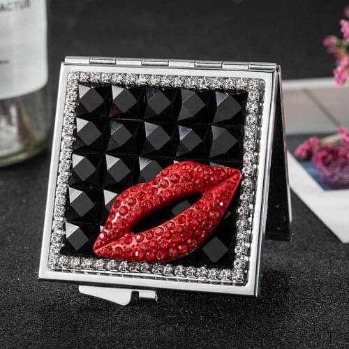 Mini Pocket Cosmetic makeup mirror,2 Sides Foldable hand compact mirror make up red lip,Wholesale Party Favors Gifts Souvenirs