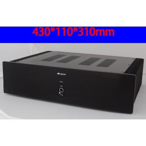 KYYSLB 430*110*310mm All Aluminum Standard Amplifier Chassis Box House DIY Enclosure with Cooling Hole Amplifier Case Shell