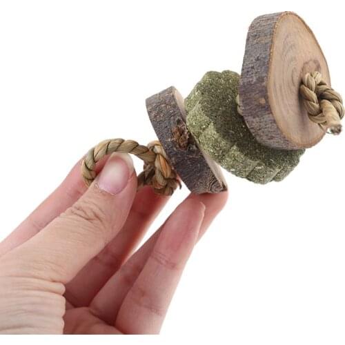 Rabbit Grass Cake Wooden Molar Toy String Pet Chinchillas Hamster Bite Rope Parrot Weed Grinding Teeth Y5JC