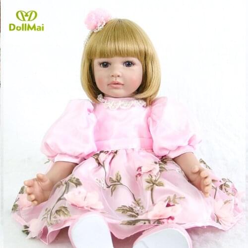 Exquisite Reborn toddler girl doll 58cm vinyl silicone reborn baby dolls blond princess Bebes reborn realista boneca child gift