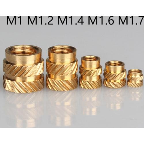 M3 10Pcs Brass Hot Melt Insert Nuts Heating Molding Copper Thread Inserts Nut SL-type Double Twill Knurled Injection Brass Nut