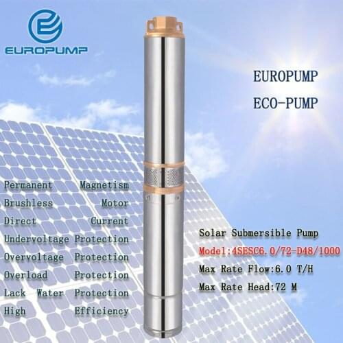EUROPUMP MODEL(4SESC6.0/72-D48/1000) 1.5HP Water Pump Centrifuga Pump 48V Solar Powered Water Pump DC Brushless Submersible Pump