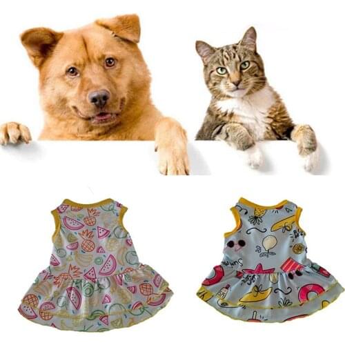 Fashion Cotton Pet Clothes Cute Fruit Pattern Dress T-shirts Lovers Suit Small Medium Cat Dog Clothes Pet Supplies Dog Skirts