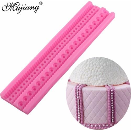 Mujiang Hemp Rope Pearl Fondant Cake Decorating Tools Wedding Cake Border Silicone Mold Sugar Paste Candy Chocolate Molds XL451
