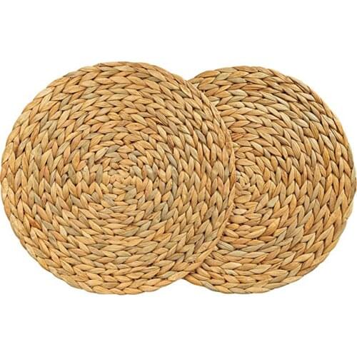 1PCS 18/25/30/35/38CM Round Placemat High Quality Woven Wicker Insulation Cup Mat Non-Slip Woven Handmade Placemat