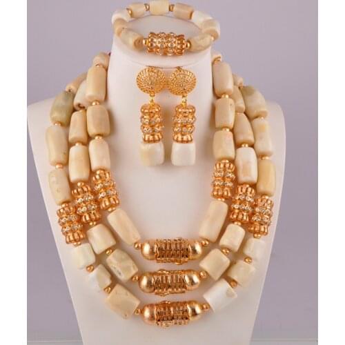 New fashion white coral jewelry set nigeria wedding coral beads african jewerly sets for women
