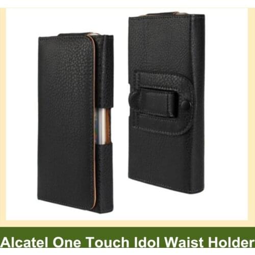 Newest PU Leather Waist Holder Flip Cover Pouch Case for Alcatel One Touch Idol 2/2 Mini/3/Alpha/Mini/S/X/X+ Drop Shipping