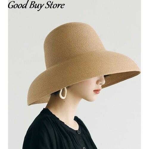 Beach Panama Women Large Sun Hat Straw Fashion Summer Raffia Chapeu Sun Protection Retro Cap Female European Holiday Bucket Hats