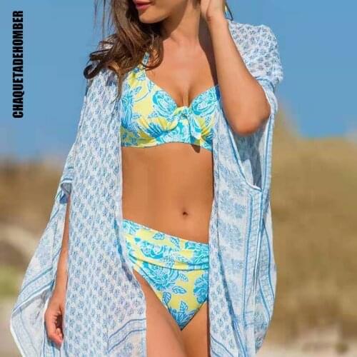 Print High Waist Bikinis 2021 Women Swimsuit Female Plus Size Swimwear Bandage Floral Push Up Bikini Set Bathing Suit Biquini