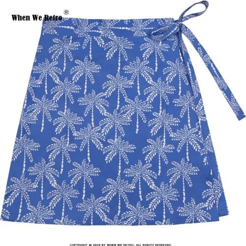 Blue Tropical Palm Trees Printed Summer Skirt SS0015 Ladies Quick Wrap Multitasks Athletic Cover-up Sexy Plus Size Skirt