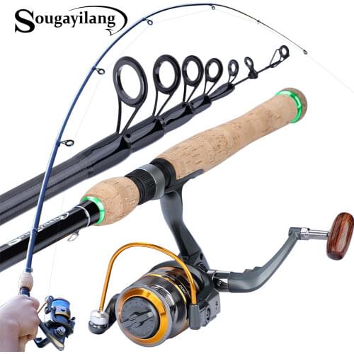 Sougayilang 1.8-2.7M Casting Telescopic Fishing Rods with 1000-4000 Spinning Reel Combo for Travel Freshwater Saltwater Fishing