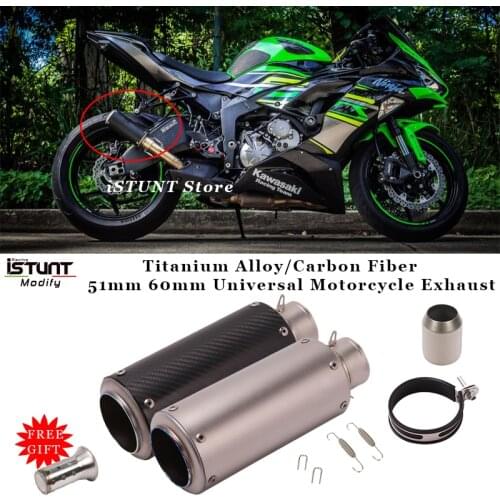 51mm 60mm Universal Motorcycle Exhaust Pipe Muffler GP project Escape moto Titanium Alloy Carbon Fiber Silencer