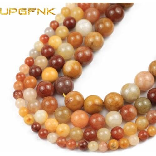 UPGFNK Natural Stone Golden Finch Beads LIGHTER IMPERIAL 6/8/10/12MM Round Loose Beads For Jewelry Making DIY Bracelet necklace