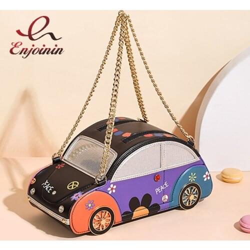 Vintage Car Style Purses and Handbags for Women Stitching Color Chain Shoulder Bags Party Clutch Female Designer Brand Totes