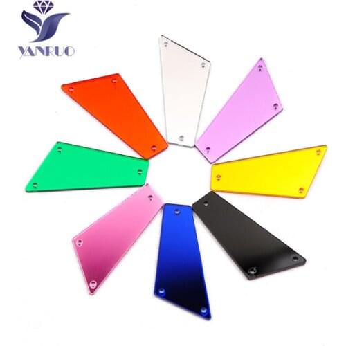 YANRUO 30pcs Irregular Best Quality Flatback Mirror Sewed Crystal Strass Stones Mirrors Applique Sewed Rhinestones For Jewelry