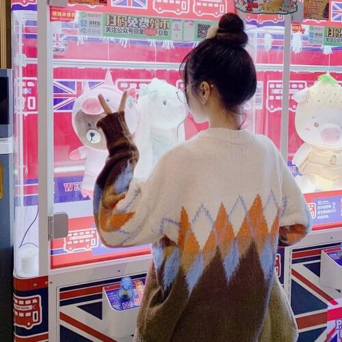 Winter Women Sweater Round Neck Color Block Long Sleeve Knitted Sweater Tops Pullover Jumper sweater for women Pull Femme T1714