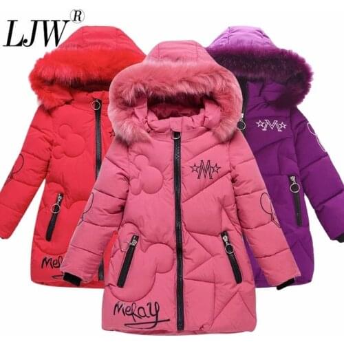 Winter girls' leather coats fashion thickening and real warmth down cotton mid-length coat parka coats childrens coat clothes