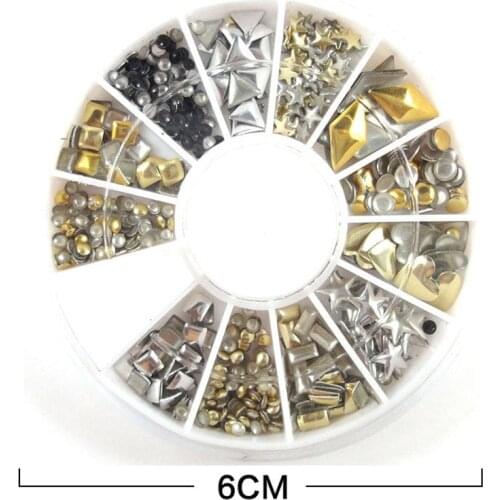 1Box Nail DIY nail ornaments 6cm drill box 12 metal nest nail rivets copper discs installed #1172