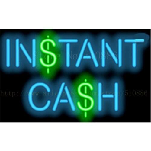 17*14" Instant Cash NEON SIGN REAL GLASS BEER BAR PUB LIGHT SIGNS store display Restaurant Shop Business Advertising Lights