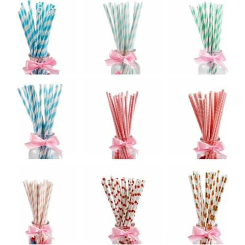 25pcs Straw Drinking Paper Straws Baby Shower Boy Decoration For Candy Bar Birthday Party Decorations Kids Adult Decora Blue