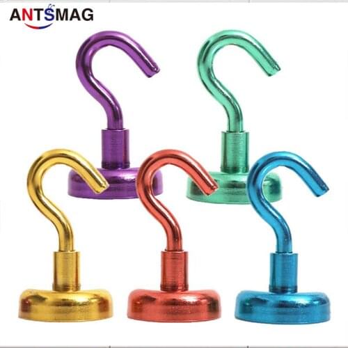 25lb Magnetic Hooks5 Assorted Brigt Colors Strong Powerful Heavy Duty Neodymium Magnet Hooks Great for Your Refrigerator