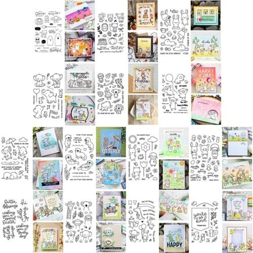 4*6 inch Clear Stamps Critters Otter Monkey Rabbit Sloth Kolar Squirrel Owl Sheep Elephant Giraffe Halloween Pumpkin Flag Banner