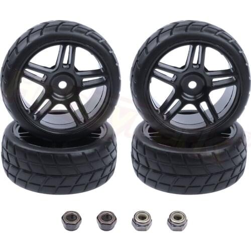 4 Pcs Tires And Wheels Rim Complete For 1 / 10 Flat Sports Car Pull Car HSP94123 LC PTG-2 Fine Workmanship