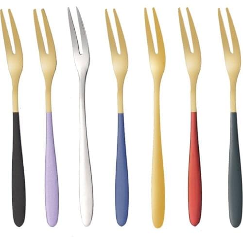 5 Pcs/Set 304 Stainless Steel Fruit Fork With Box Portable Dessert Cake Salad Forks Kids Household Western Food Picnic Supplies