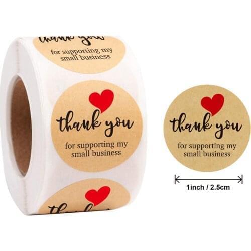 50pcs Kraft Round Bronze Paper Label Stickers Thank You Stickers for Wedding Business Cards Envelope SealsStationery Stickers