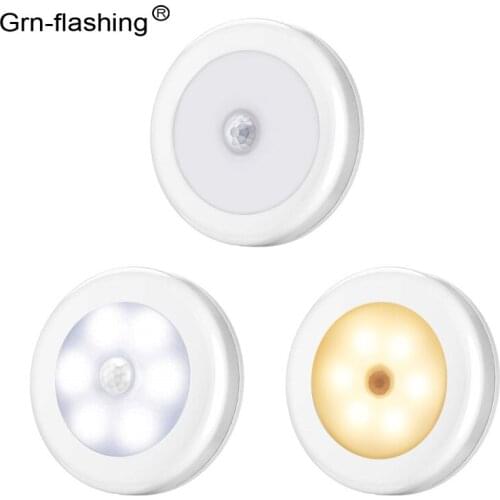 6LED Beads Sensor Night Light PIR Infrared Motion LED Bulb Auto On and Off Closet Battery Power For home Wall Lamp Cabinet Stair