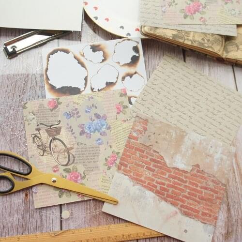 8 Sheets/lot 16.5*16.5cm DIY Retro Wall Old Letter Paper Design Wrapping Creative Craft Background Scrapbook Paper